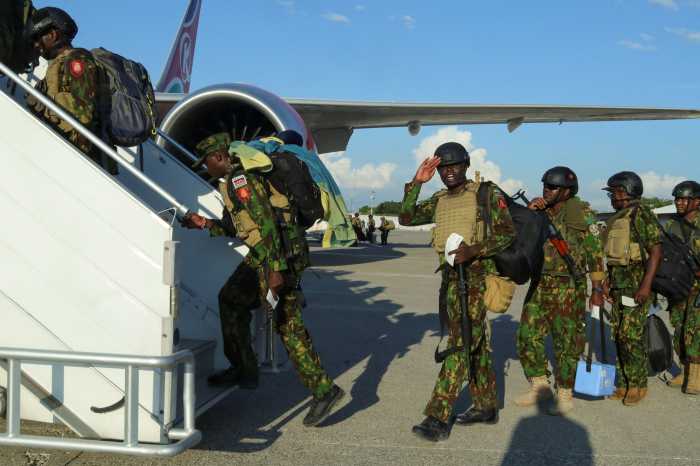 The last members of Kenya’s multinational force board a plane after the contingent helped train and assist Haitian police to restore stability in Port-au-Prince, Haiti April 27, 2026.