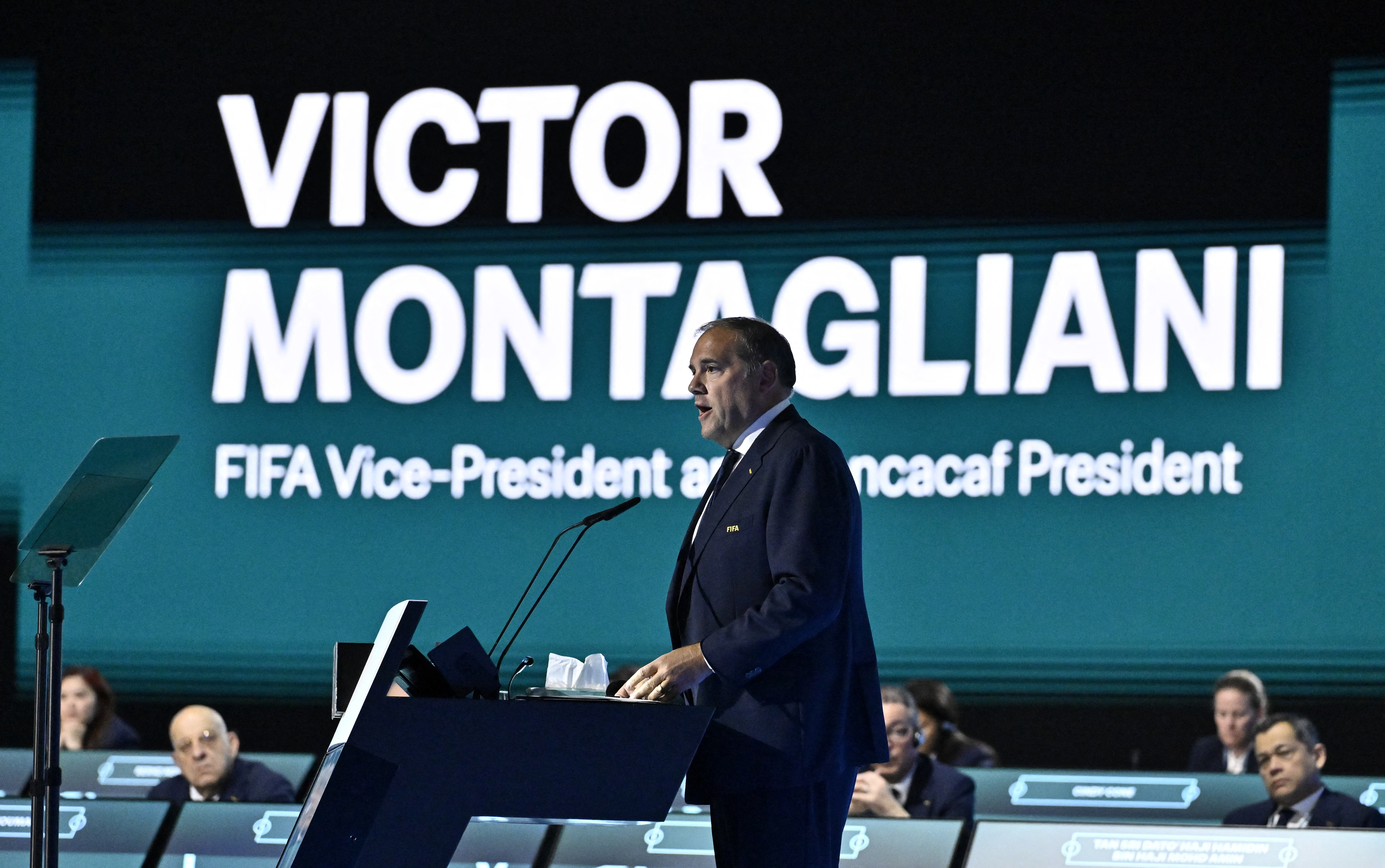 76th FIFA Congress - Vancouver Convention Centre, Vancouver, Canada - April 30, 2026 CONCACAF president Victor Montagliani speaks during the congress.
