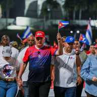 Cuba's President Miguel Diaz-Canel marches in a May Day parade, in Havana, Cuba May 1, 2026.
