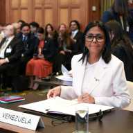 Venezuela's acting President Delcy Rodriguez participates in a hearing at the International Court of Justice (ICJ) on the territorial dispute with Guyana over the Essequibo region in The Hague, Netherlands, May 11, 2026.