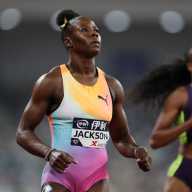 Diamond League - Xiamen - Xiamen Egret Stadium, Xiamen, China - May 23, 2026 Jamaica's Shericka Jackson in action during the women's 200m final
