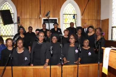 Fenimore Street United Methodist's Gospel Choir pays tribute to Marva Sobers.