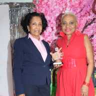 Dr. Jacqueline Dr. Jacqueline Gaymes-Jones, left, receives award from Maxine Mayers.