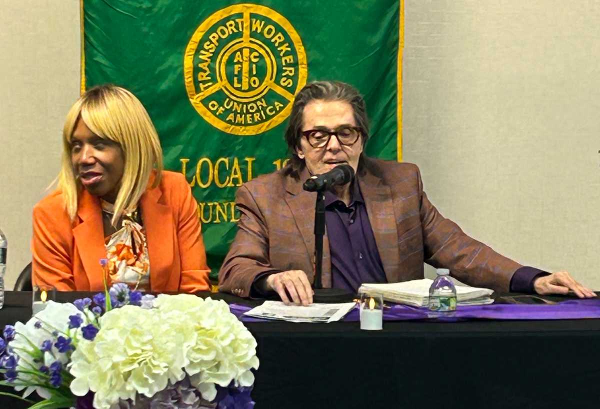 Dr. Sharon McLennon-Wier (left), who is blind, and Mike Schweinsberg (right). McLennon-Weir is the executive director of the Center for the Independence of the Disabled, New York (CIDNY), and Schweinsberg is the director of the 504 Democratic Club. They are two of the participants in the disability forum held on April 28.
