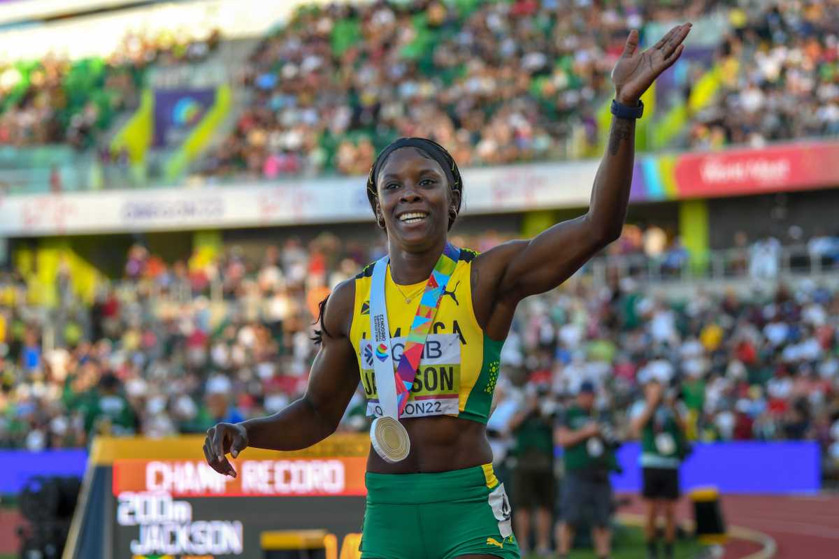 Shericka Jackson at the 2022 World Athletics Championships.