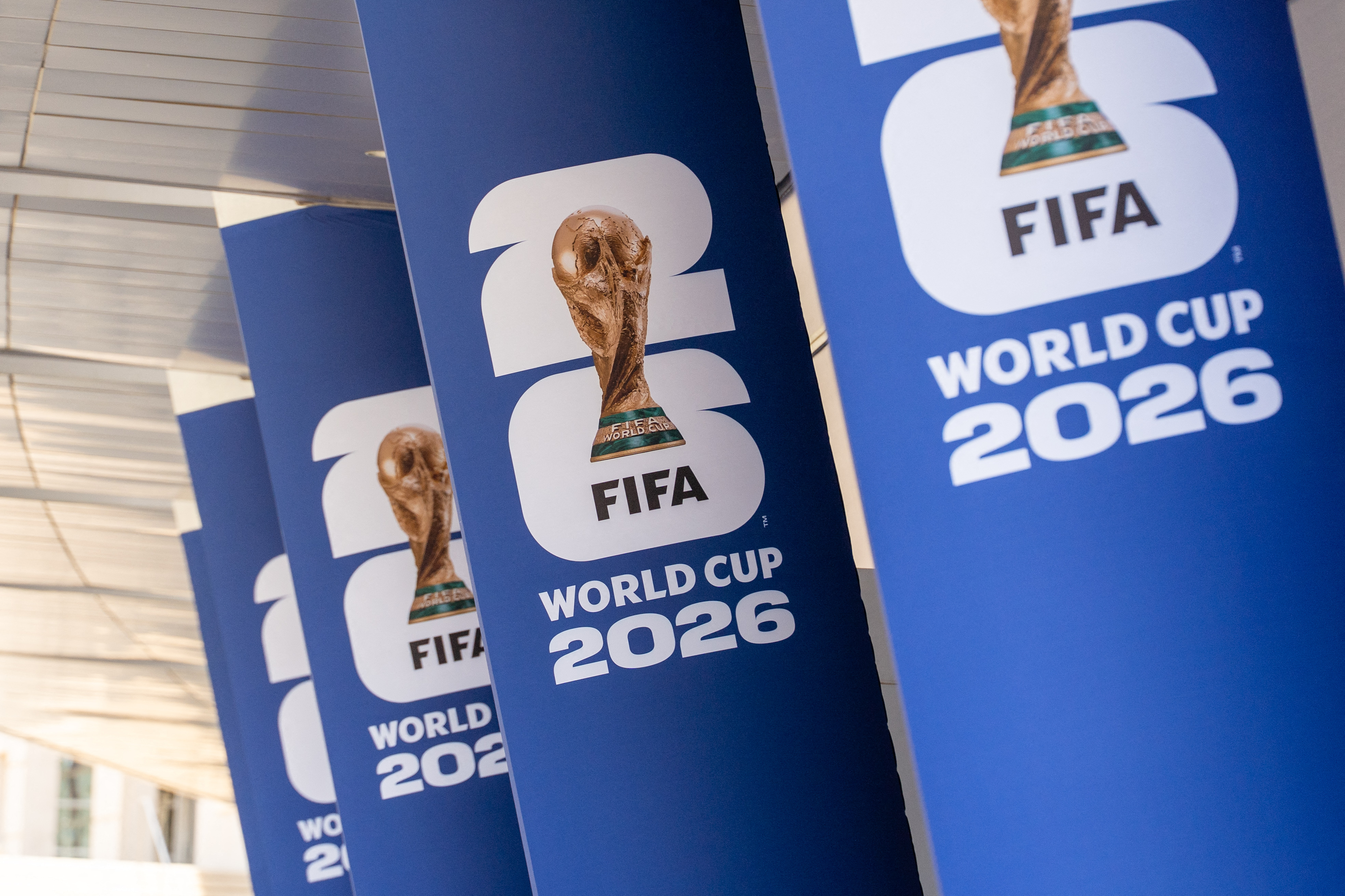 Jun 1, 2026; Dallas, Texas, USA; Exterior signage World Cup signage during the grand opening of the 2026 FIFA World Cup international broadcast center at Kay Bailey Hutchison Convention Center.