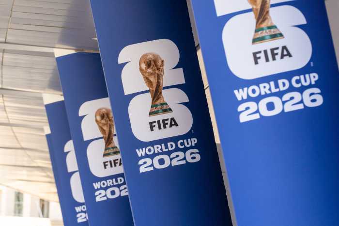 Jun 1, 2026; Dallas, Texas, USA; Exterior signage World Cup signage during the grand opening of the 2026 FIFA World Cup international broadcast center at Kay Bailey Hutchison Convention Center.