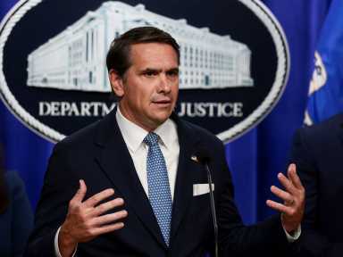 Acting U.S. Attorney General Todd Blanche speaks during a press conference hosted with U.S. Secretary of Homeland Security Markwayne Mullin on unaccompanied minors and prosecuting their sponsors, at the Justice Department, in Washington, D.C., U.S., June 11, 2026.