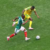 Mexico's Julian Quinones in action with South Africa's Sphephelo Sithole.