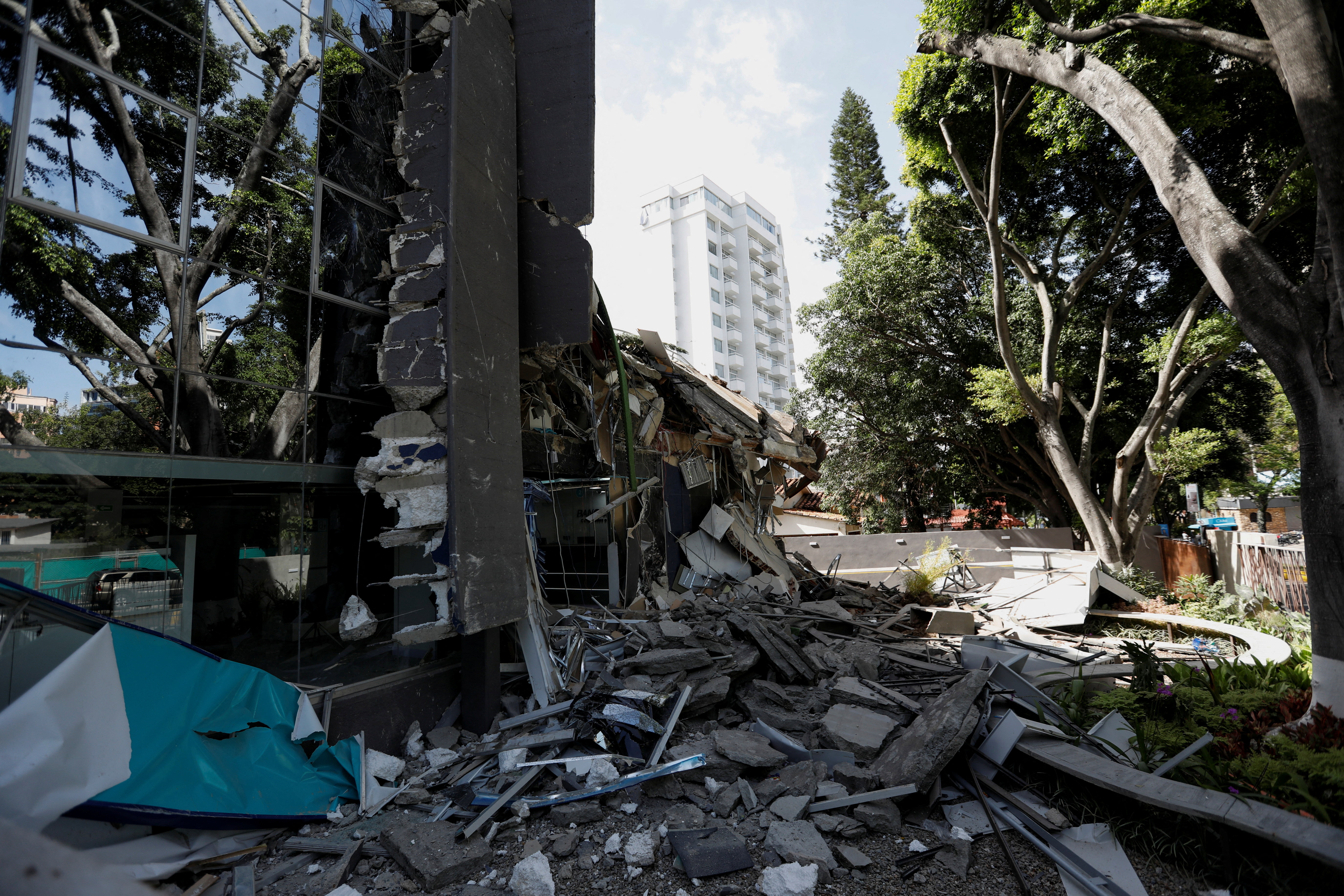 A view of the remains of a building damaged by earthquakes that hit the country, in Caracas, Venezuela, June 25, 2026.