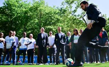 Mayor Mamdani took a shot on the newly unveiled FIFA Arena pitch in Central Park before Monday’s watch party announcement — three days before the World Cup kicks off.