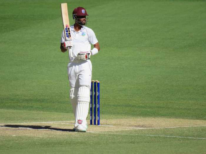 Roston Chase, seen here batting at Perth Stadium in 2022, played a key role in leading West Indies over Sri Lanka.